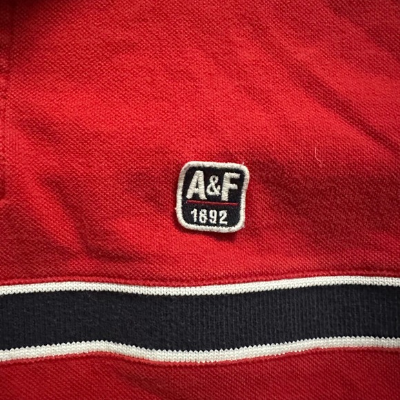 Abercrombie Fitch Muscle Red Short Sleeve Polo Shirt Rugby Preppy Striped XL - Picture 2 of 8